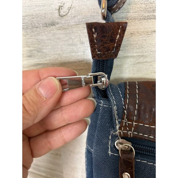 Vintage Y2K jean denim embroidered leather converse boho Crossbody Bag purse - Picture 5 of 8